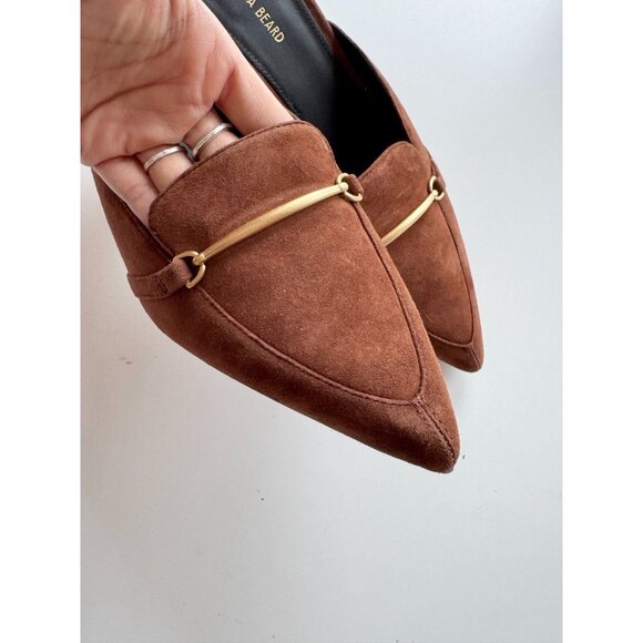 VERONICA BEARD Leslie Cedar Brown Suede Pointed Toe High Heel Mules, Size 8.5 - Picture 5 of 14